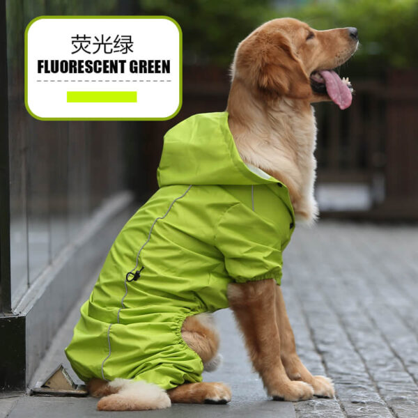 Green Medium And Large Dog One Piece Raincoat Vd03