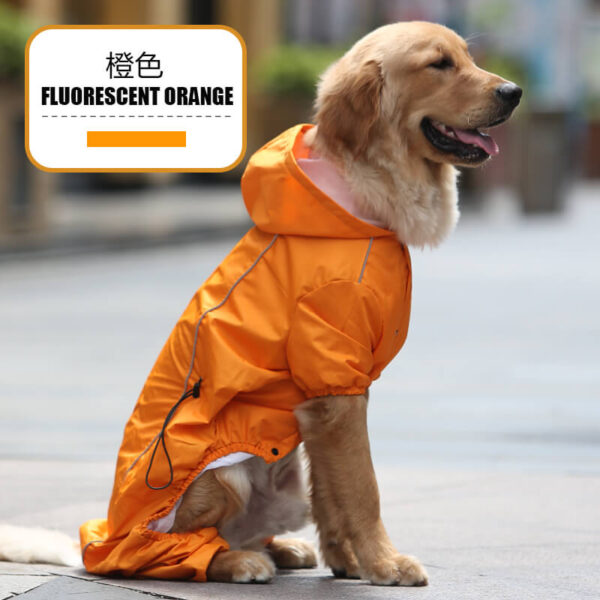 Orange Medium And Large Dog One Piece Raincoat Vd03