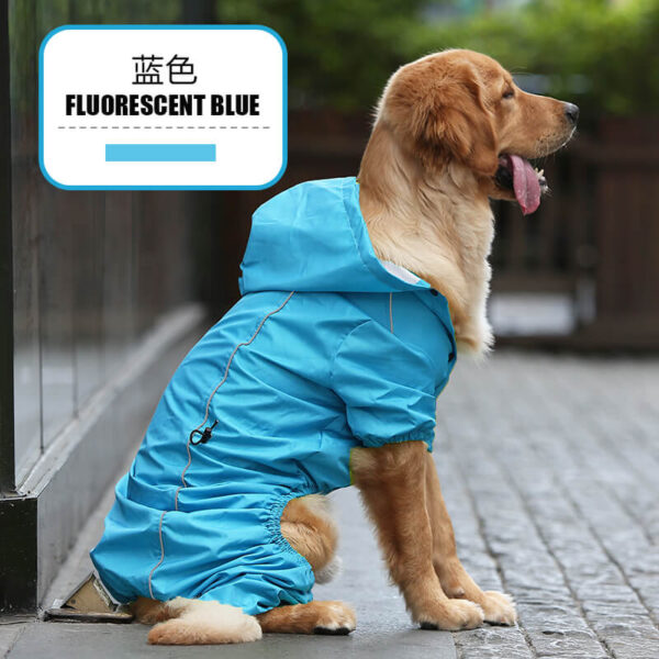 Sky Blue Medium And Large Dog One Piece Raincoat Vd03